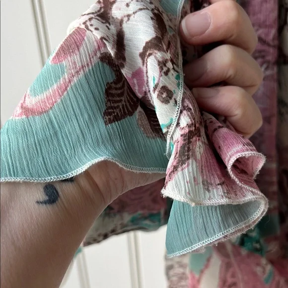 Encore Turquoise Floral Asymmetrical Maxi Skirt 16 - Picture 9 of 10